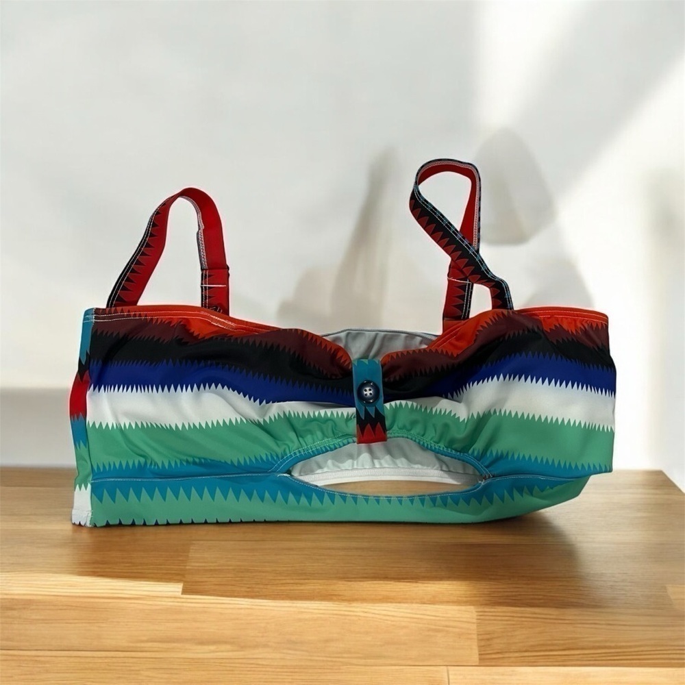 Multi-Colored Bikini Top – Padded Bra, Button Detail (Size XXL, NWOT)